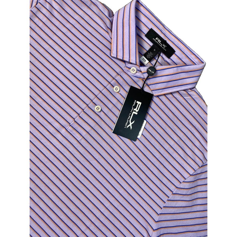RLX Ralph Lauren Men's Polo Shirt Size M Striped Performance Golf S/S Purple NWT
